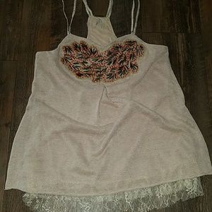 Gimmicks by BKE beaded and lace tank sz L
